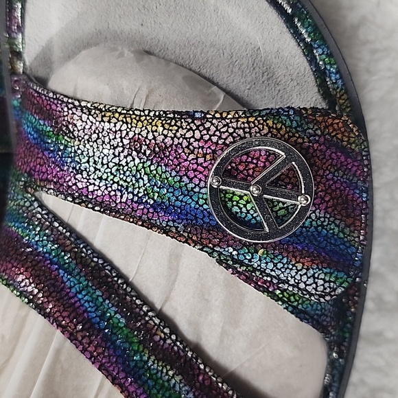 Alegria Betty Hippie Momma Peace Sign Multi Color Sandals New In Box - Picture 4 of 11